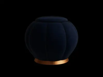 Curved Blue Velvet Ottoman 3D model