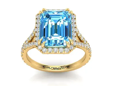 Engagement Ring With Emerald Stone 3D print model