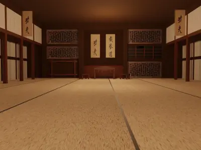 Kung-Fu Hall Low-poly 3D model