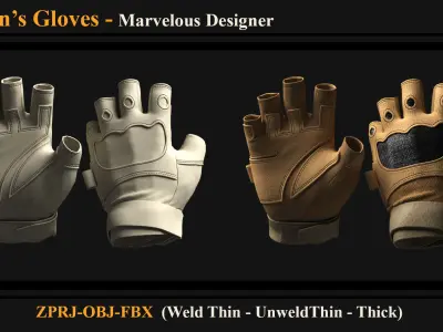 3 Men Gloves 3D model