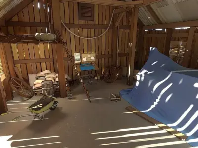 pack Old barn for 3D and 2D animation Cartoon Low-poly 3D model