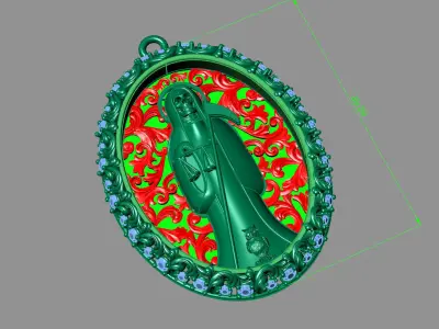  santa muerte holy death small size pendant 3D STL 3DM skull 3D print model