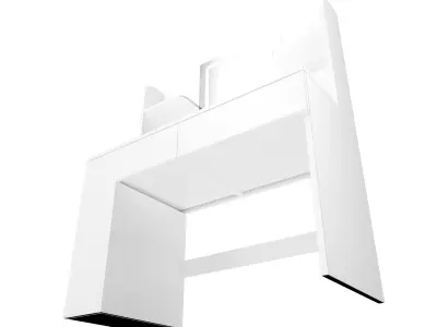 Dressing Table Set with LED High Gloss White Engineered Wood 1 3D model