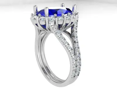 Oval Halo Split Shank Ring 3539 3D print model