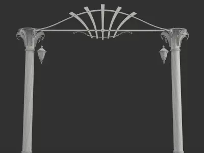 Arch Entry Columns and Lights Set 3D model