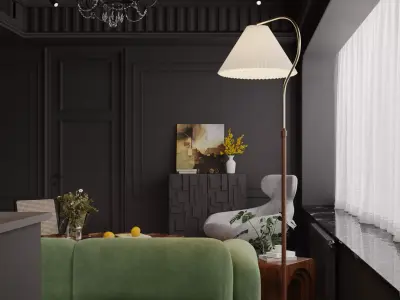 Luxury living room dining room interior scenes 21 3D model