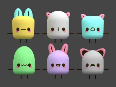 Cute Character 3d Packs - Low-poly 3D Models Low-poly 3D model
