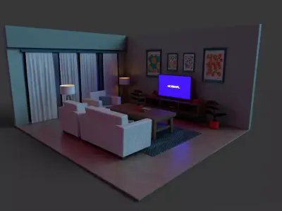Living room 3d model Low-poly 3D model purchase