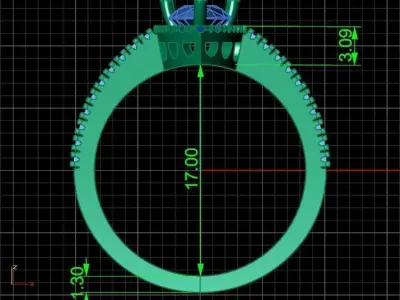  engagement ring with pear stone  3D print model