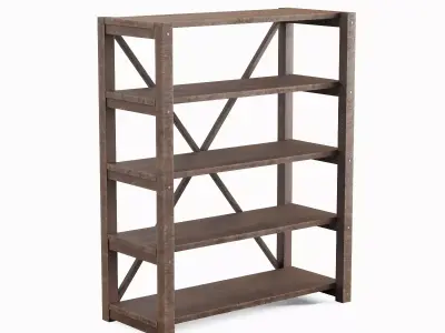Wide Pottery Shelf B 01 Low-poly 3D model