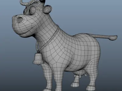 3D lowpoly cartoon cow rig Low-poly 3D model