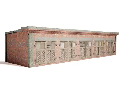 old brick damaged garage da1 Low-poly 3D model