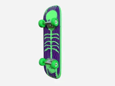 Cartoon Skate 07 Green - Character Sport Equipment Low-poly 3D model