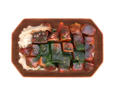 Teriyaki Beef Donburi Rice Bowl Low-poly Low-poly 3D model