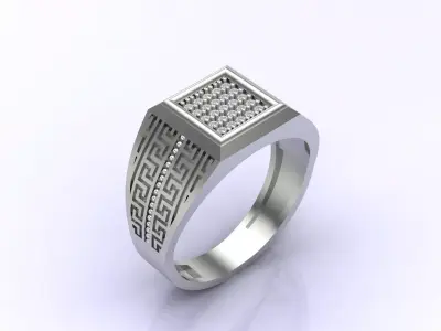 Print Ready STL 3DM  Gents Rings Diamond Men Ring  3D print model 60