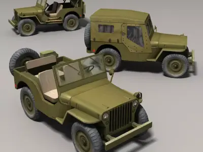 Willys Jeep Low-poly 3D model