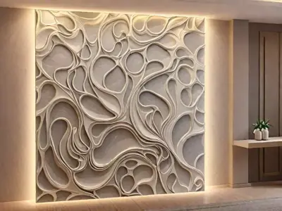 modern panel wall decor set wall relief mural CNC 141 3D model