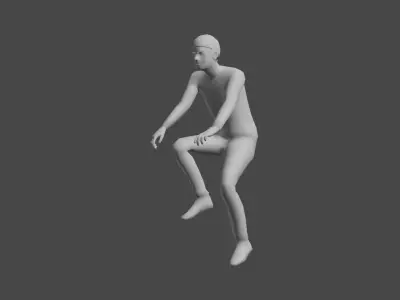 Excavator and pedestrian Low-poly 3D model