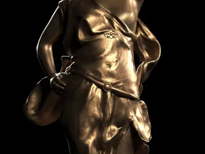 Decorative Set Statue and Table  Low-poly 3D model
