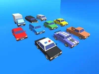 Low Poly Vehicles - Cars Pack Low-poly 3D model
