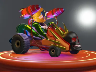 Go-Kart Game Ready 3D Model robot car Low-poly 3D model