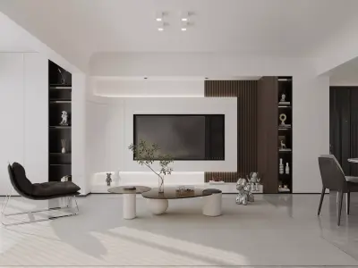 Modern living room dining room interior scenes 472 3D model