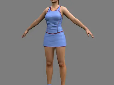 Tennis Player Girl Low-poly 3D model