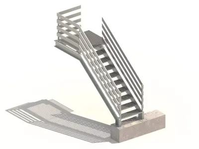 Steel Grating Stairs 3D model