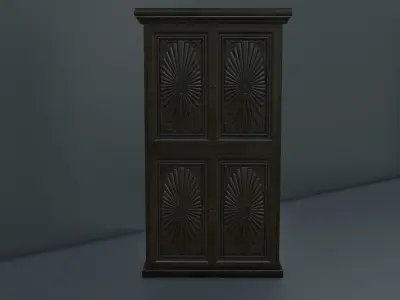 Cabinet tall wooden Free low-poly 3D model