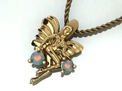 butterfly girl pendant 3D print model