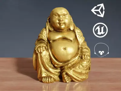 Buddha bronze statue Low-poly 3D model