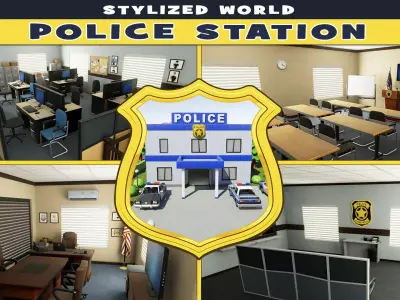 Police Station Stylized Low-poly 3D model