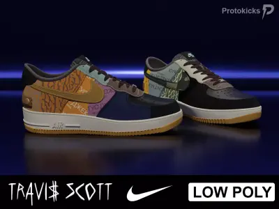 Nike Air Force 1 Cactus Jack Low-poly 3D model