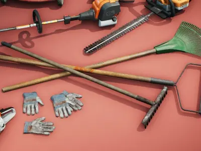 Lawn and Garden Tools Pack Low-poly 3D model
