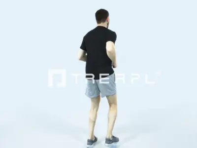 Portrait 07B Running Jogging Football Sports Man Low-poly 3D model