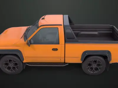 Pickup Truck01 Orange Rigged All PBR Unity UE Textures Low-poly 3D model