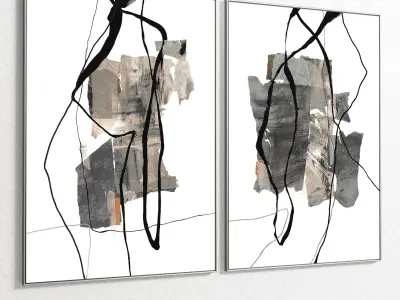 Plaster Two Photo Frame 95 Low-poly 3D model