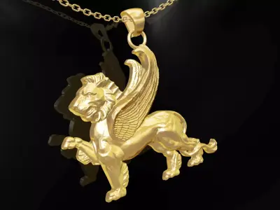 Lion gold pendant jewelry 3D print model