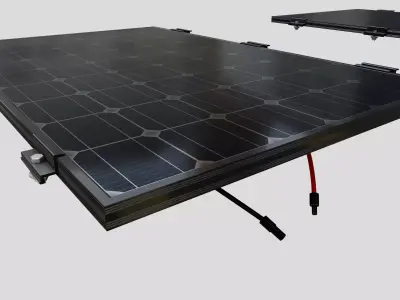 Black Framed Solar Panel 100W 1010x670x25mm 3D model