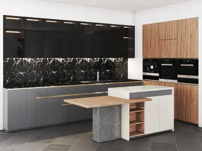 luxury kitchen 01 3D model