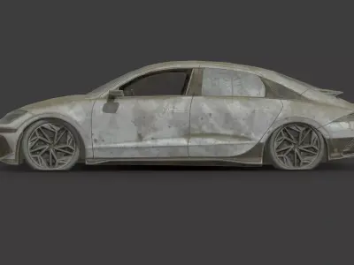 044 Abandoned Car - Hyundai IONIQ 6 Low-poly 3D model