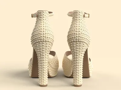 Unbranded Sandal 05 Women Platform Sandal Pearls 3D model