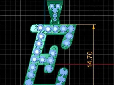 ALPHABET E PENDANT 3D PRINTABLE MODEL 3D print model