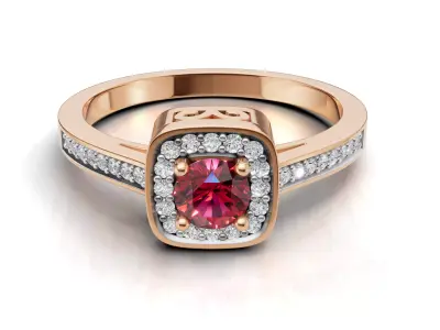 AV 707 Diamond Ladies Halo Style Bridal Engagement Ring 3D print model