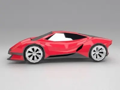 Lowpoly futuristic sportscar concept Low-poly 3D model