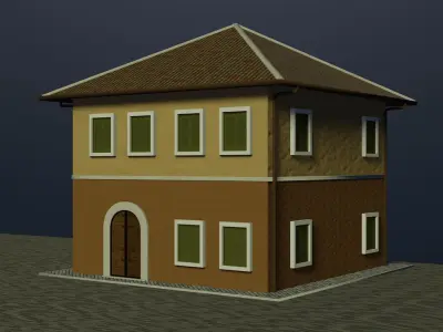 Retro style building 3D model