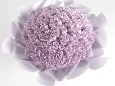Bouquet of 100 rose roses 3D model