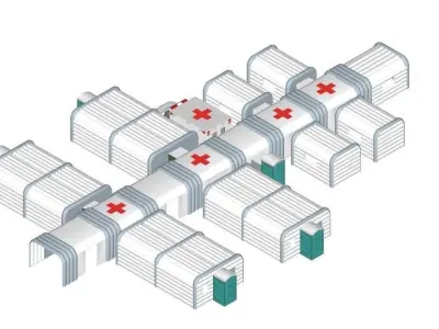 Temporary Isolation units treatment facility COVID19 patients 3D model