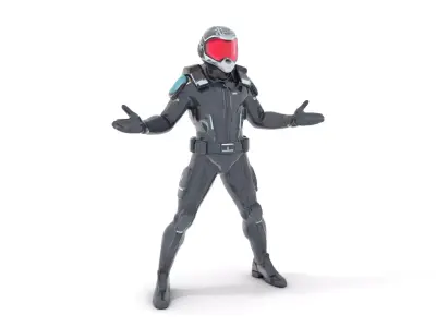 Futuristic SciFi Soldier Rigged and Animated Character Model Low-poly 3D model