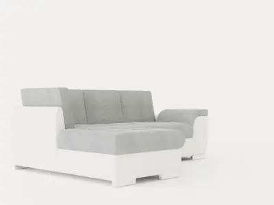 Corner Sofa Bed TOKIO Grey and White Left Low-poly 3D model